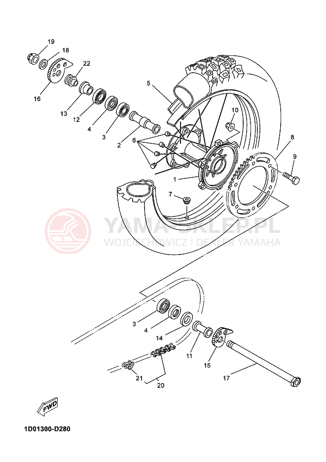 Schemat "Koło tył" do Yamaha DT125RE