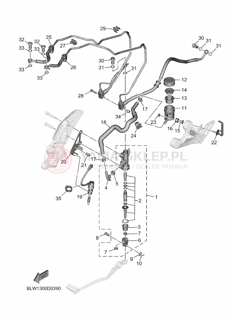 Schemat "Pompa hamulcowa tył" do Yamaha MT-07 35KW