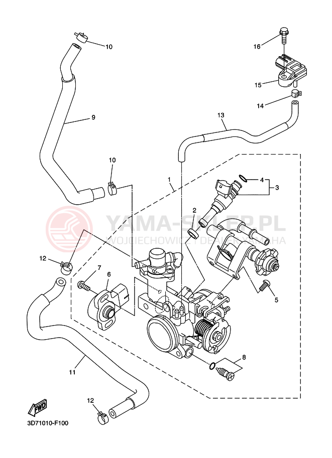 Schemat "Wtrysk paliwa" do Yamaha WR250X