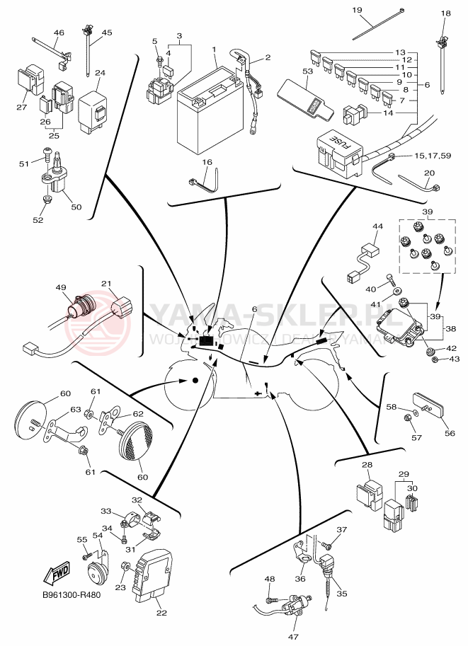 Schemat "układ elektryczny" do Yamaha FJR1300AE