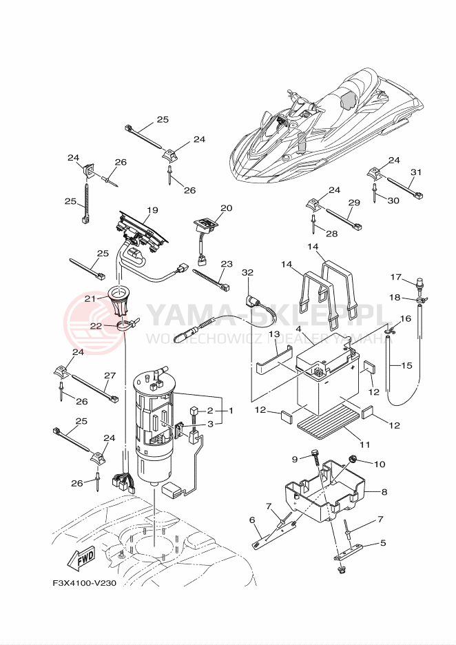 Schemat "układ elektryczny" do Yamaha FX CRUISER SVHO