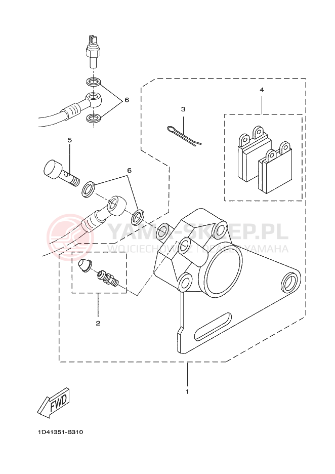 Schemat "Zacisk hamulcowy tylny" do Yamaha DT50X