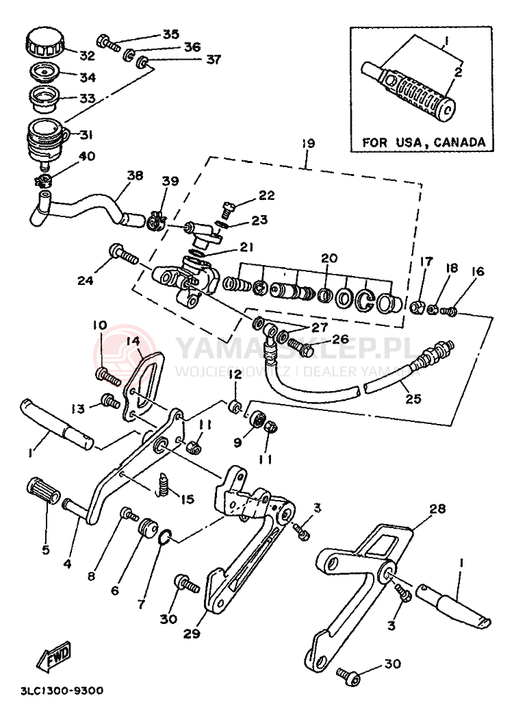 Schemat "Stopka postojowa i podnóżki" do Yamaha TZ250