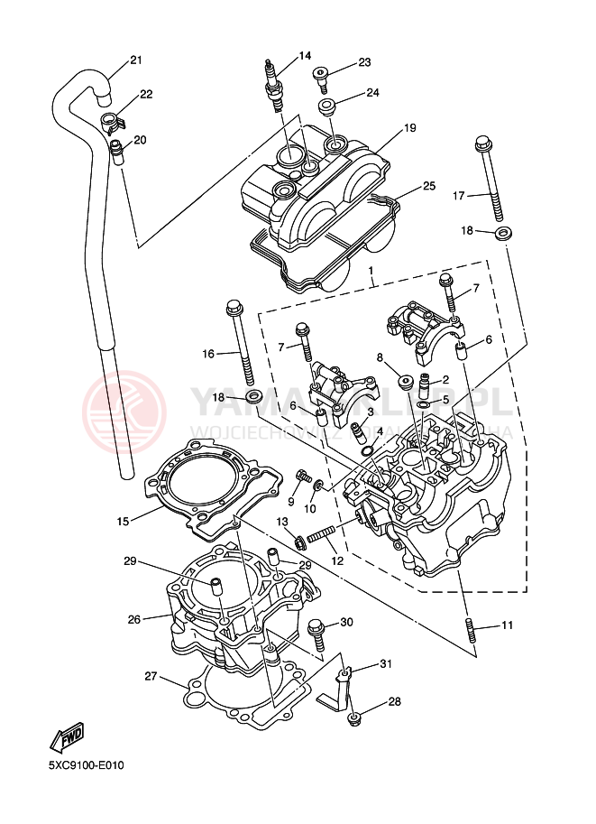 Schemat "cylinder" do Yamaha YZ250F