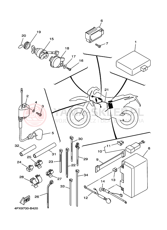Schemat "układ elektryczny" do Yamaha TT250R TT-R250 TT250RT