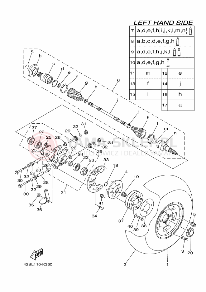 Schemat "Koło tył" do Yamaha YXR700F
