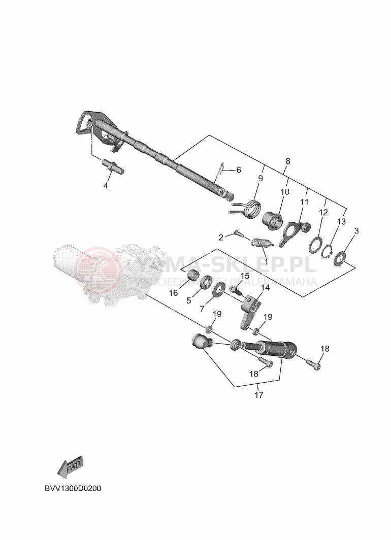Schemat "Dźwignia zmiany biegów, wałek" do Yamaha TRACER 9 Y-AMT