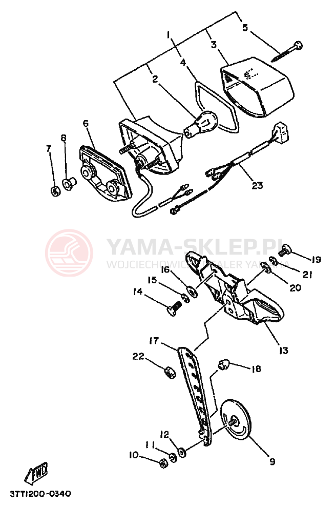 Schemat "Oświetlenie tył" do Yamaha DT175 DT175B