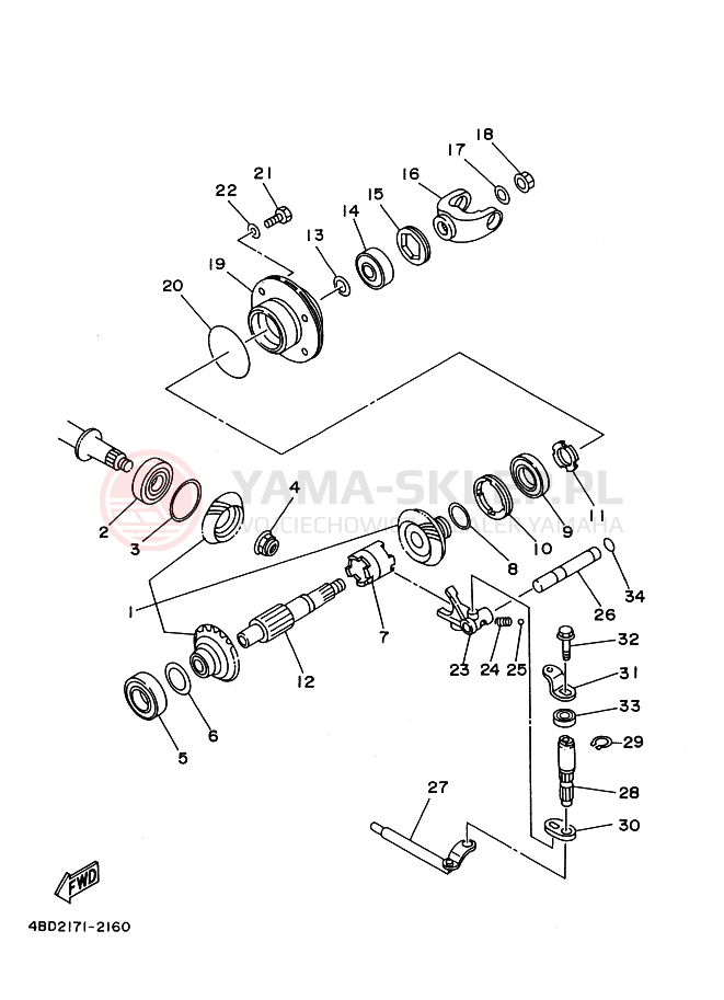 Schemat "Przeniesienie napędu" do Yamaha YFB250