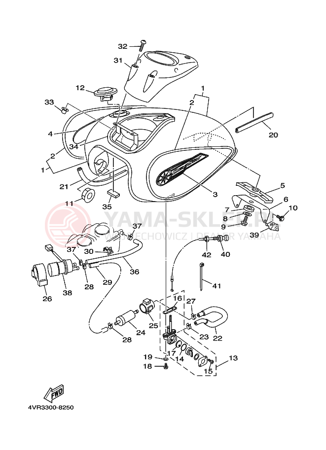 Schemat "zbiornik paliwa" do Yamaha XVS650 DRAGSTAR