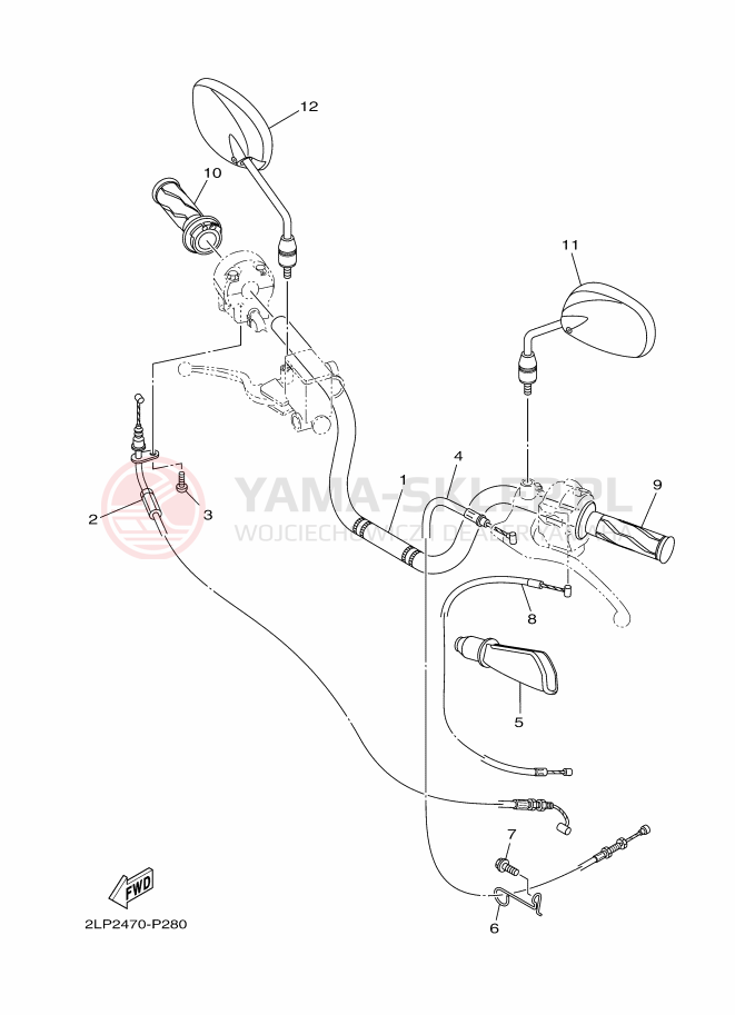Schemat "Kierownica i osprzęt" do Yamaha YC125-5