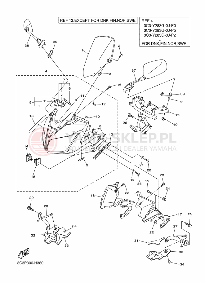 Schemat "elementy nadwozia" do Yamaha FAZER
