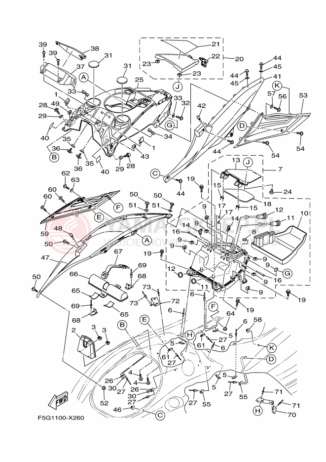 Schemat "ENGINE HATCH" do Yamaha FX1800A