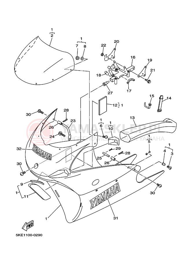 Schemat "elementy nadwozia" do Yamaha TZ250