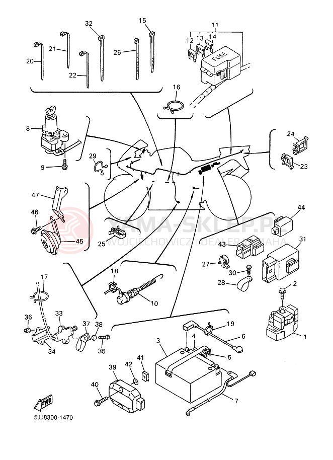 Schemat "układ elektryczny" do Yamaha YZF-R1 R1