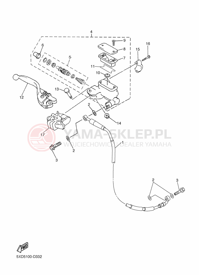 Schemat "Pompa hamulcowa przednia" do Yamaha YZ450F
