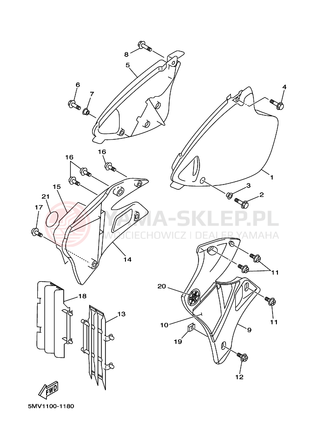 Schemat "Pokrywa boczna" do Yamaha YZ250