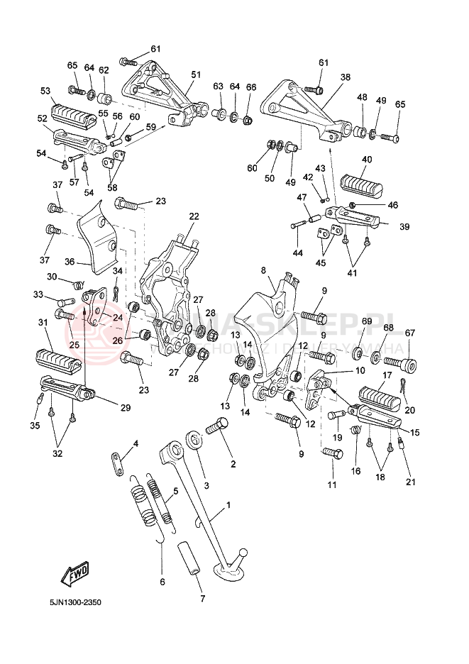 Schemat "Stopka postojowa i podnóżki" do Yamaha BT1100
