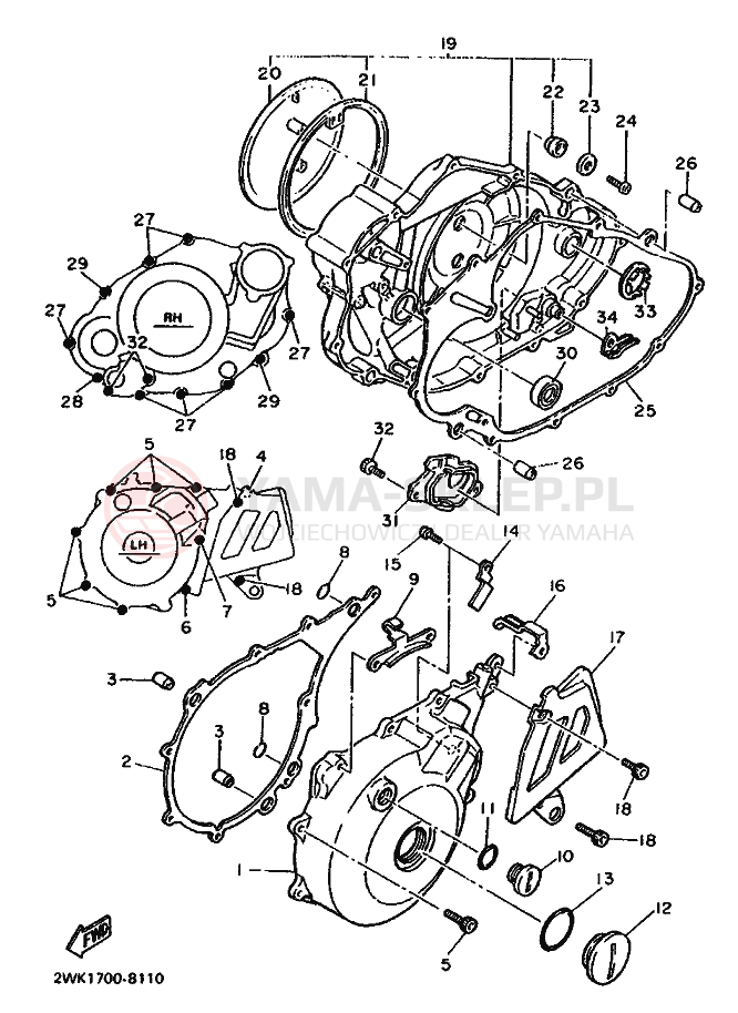Schemat "Pokrywa silnika" do Yamaha XT600
