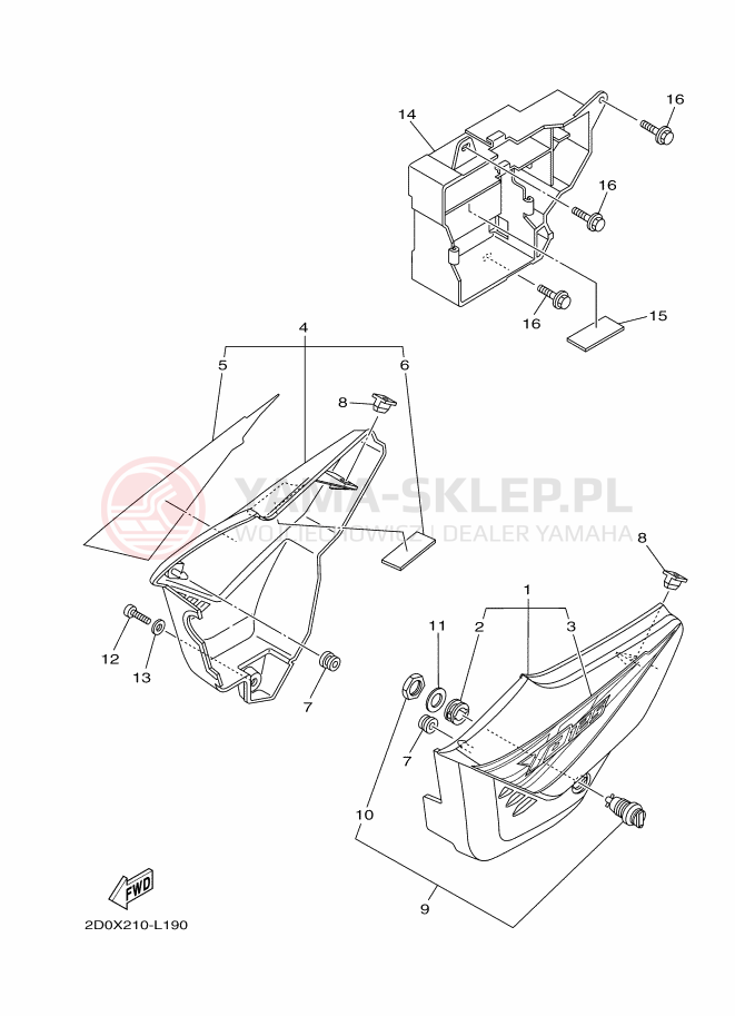 Schemat "Pokrywa boczna" do Yamaha YB125