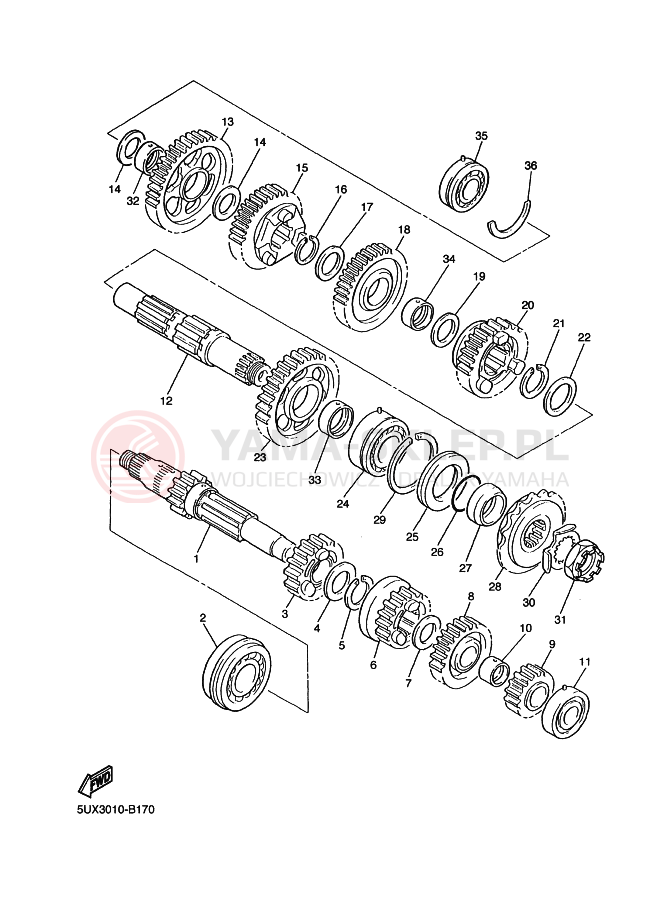 Schemat "Skrzynia biegów " do Yamaha XJR 1300