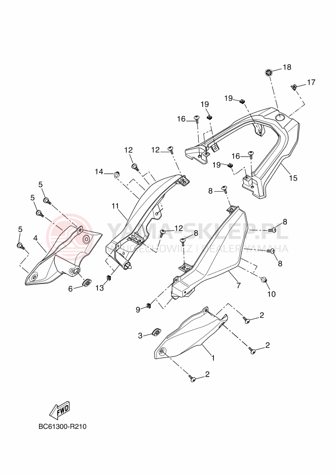 Schemat "Pokrywa boczna" do Yamaha TRACER 700