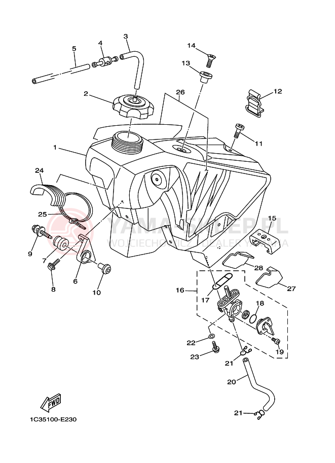 Schemat "zbiornik paliwa" do Yamaha YZ250