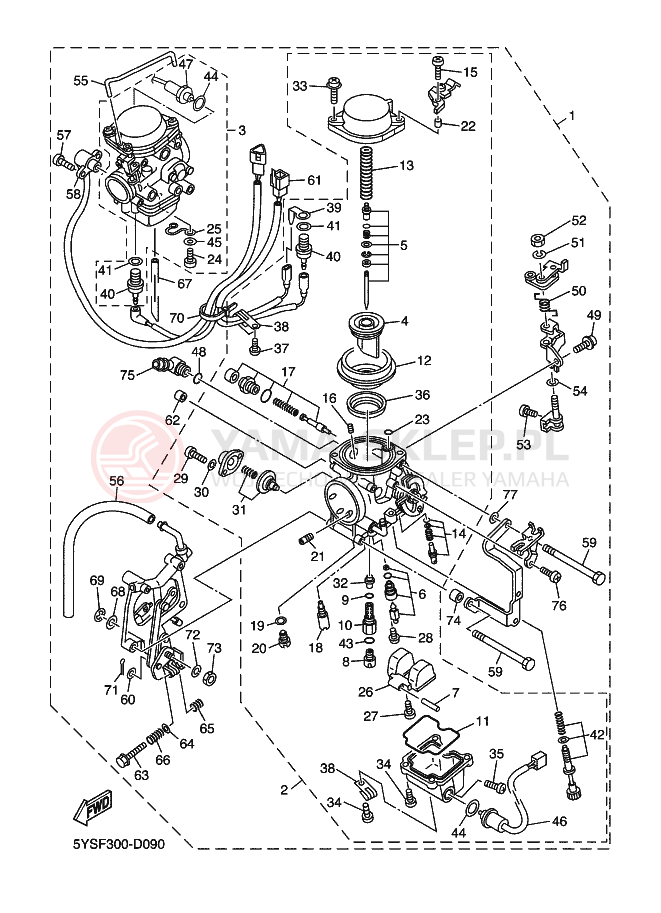 Schemat "Gaźnik" do Yamaha XVS1100A DRAGSTAR 1100 CLASSIC