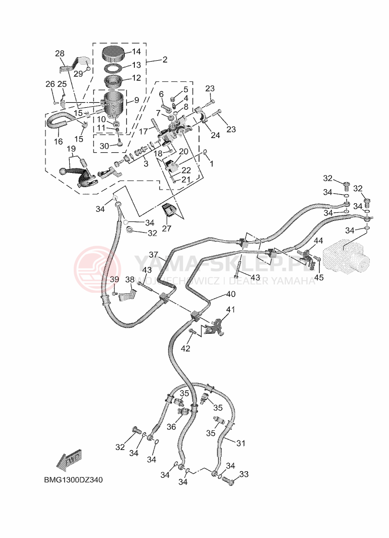 Schemat "Pompa hamulcowa przednia" do Yamaha XSR900 GP