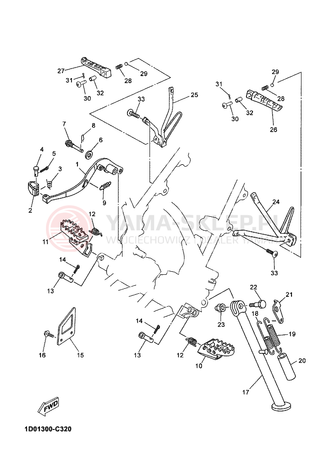 Schemat "Stopka postojowa i podnóżki" do Yamaha DT125RE DT125R