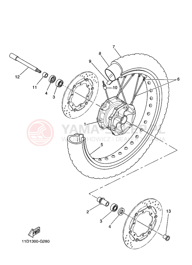Schemat "Koło przód" do Yamaha TENERE