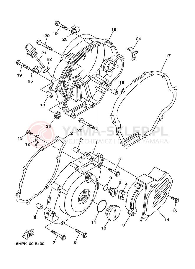 Schemat "Pokrywa silnika" do Yamaha TT-R125E