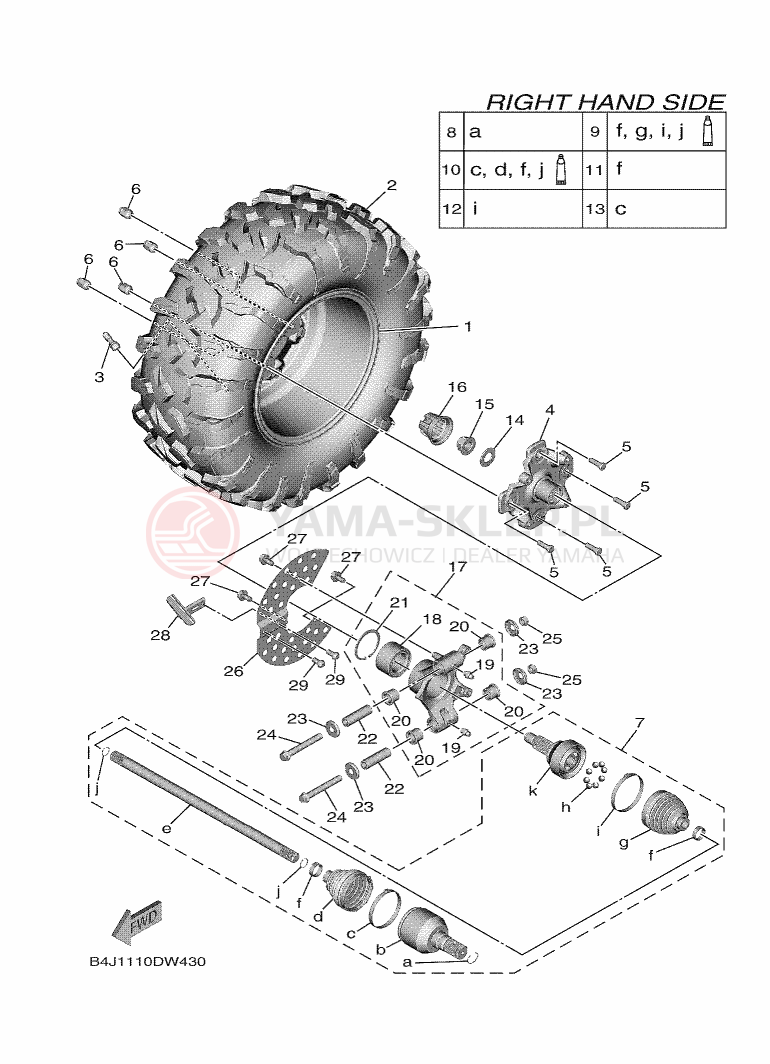 Schemat "Koło tył" do Yamaha WOLVERINE RMAX EPS SE