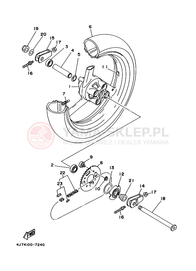 Schemat "Koło tył" do Yamaha TZ125