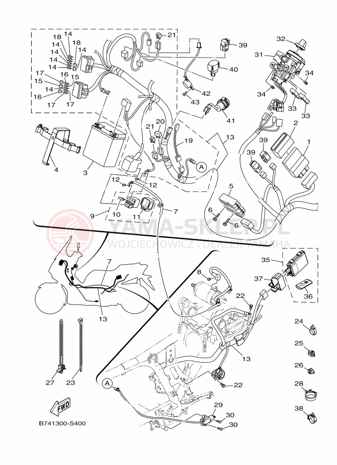 Schemat "układ elektryczny" do Yamaha X-MAX 300