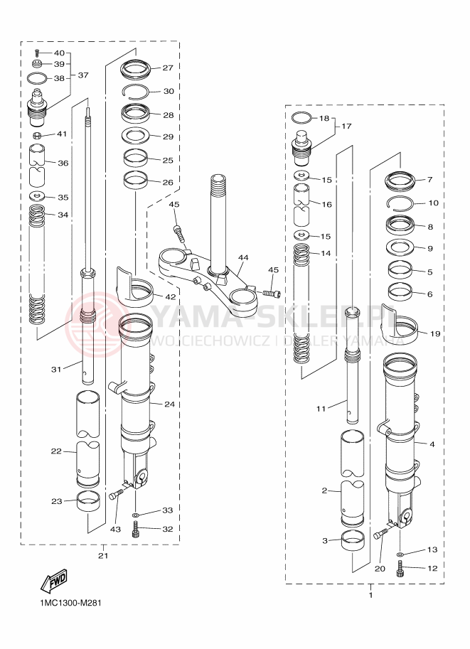 Schemat "Amortyzatory przód" do Yamaha FJR1300A