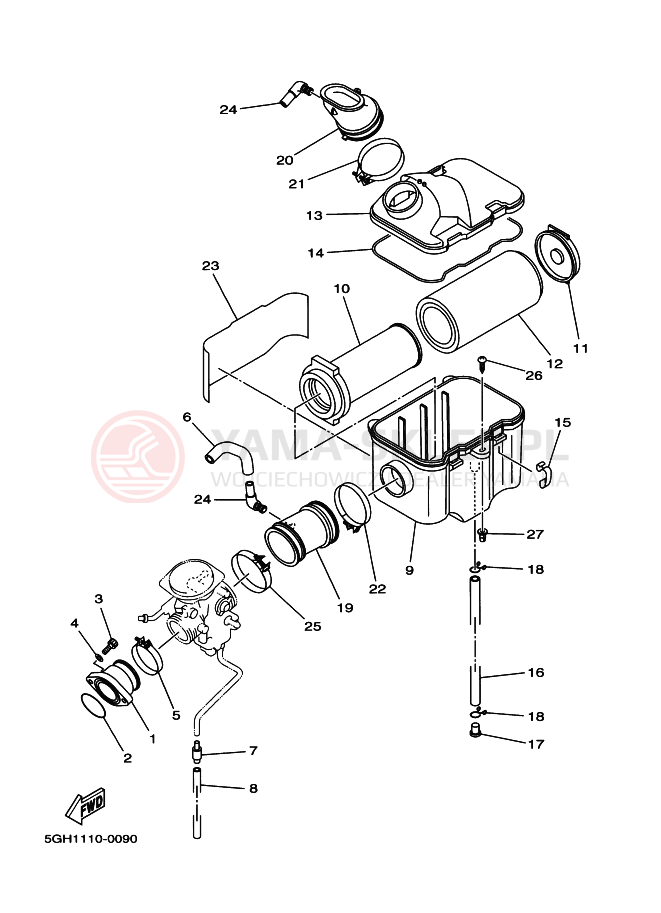 Schemat "Wtrysk paliwa" do Yamaha YFM400FA