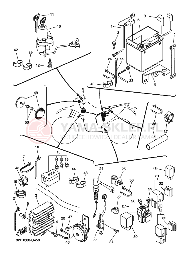Schemat "układ elektryczny" do Yamaha WR250X