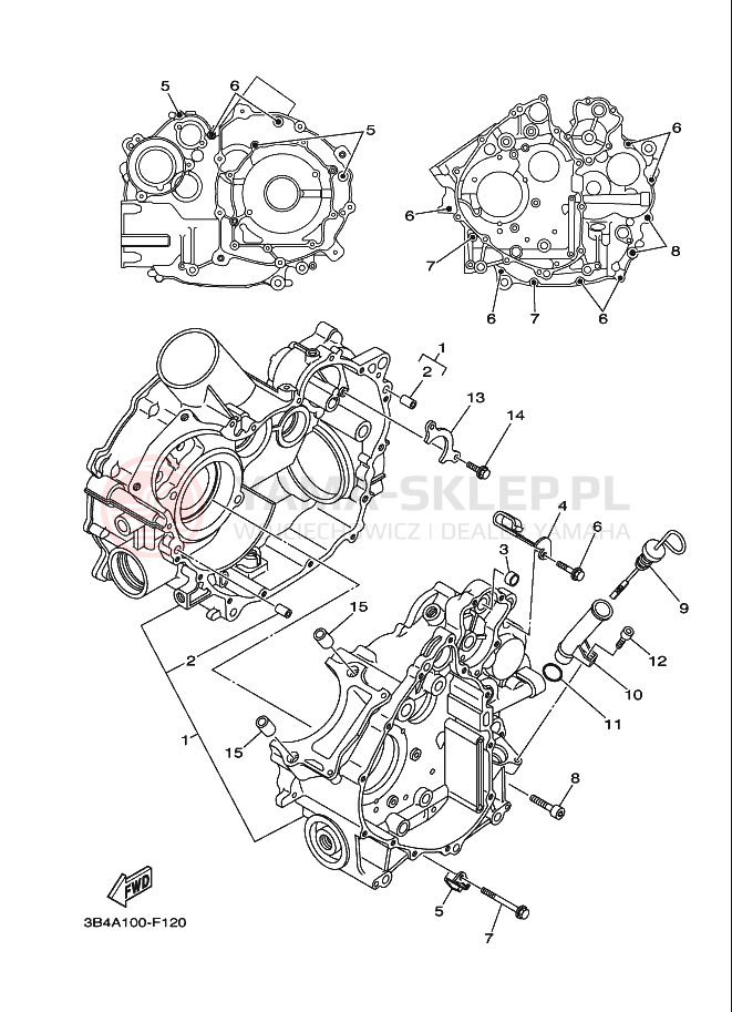 Schemat "Obudowa silnika" do Yamaha GRIZZLY 700 FI