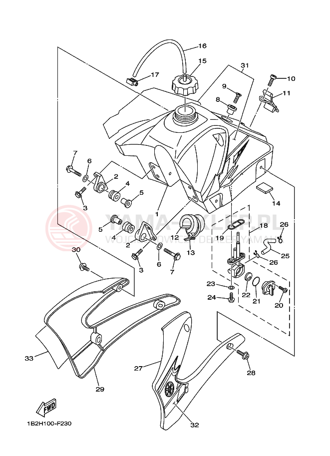 Schemat "zbiornik paliwa" do Yamaha TT-R125LW