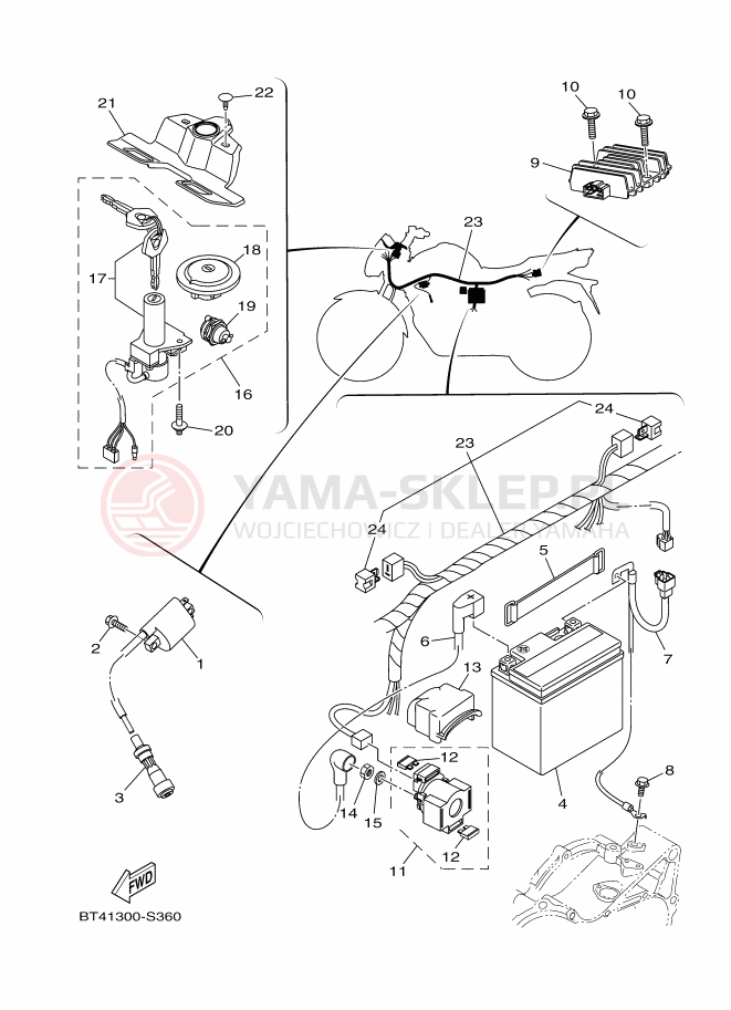 Schemat "układ elektryczny" do Yamaha YS125