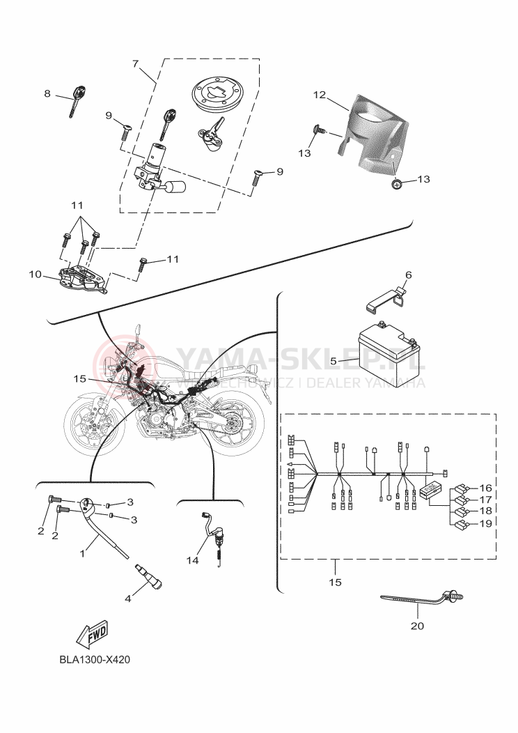 Schemat "układ elektryczny" do Yamaha MT125