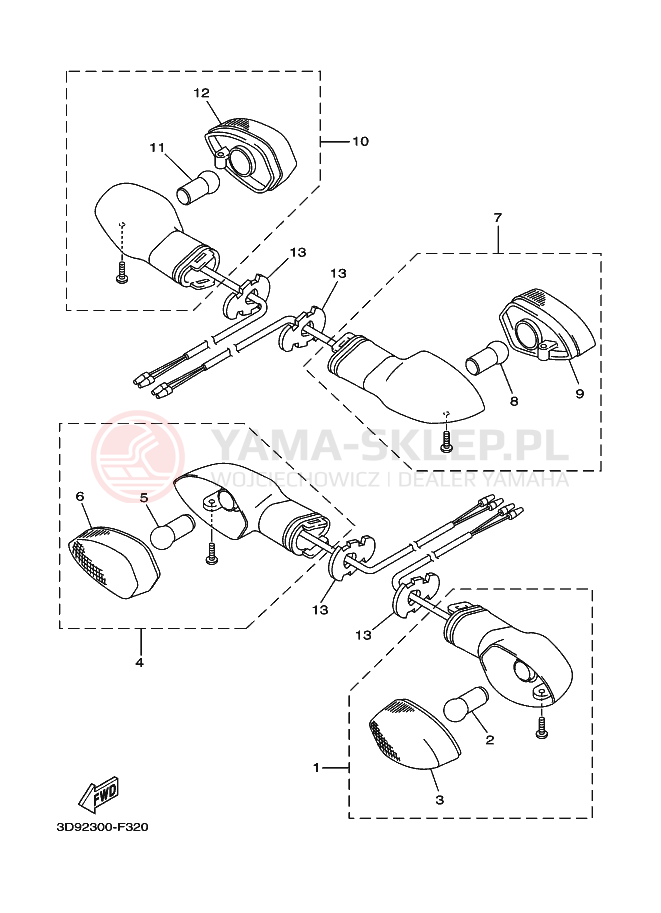 Schemat "kierunkowskazy" do Yamaha YBR125ED