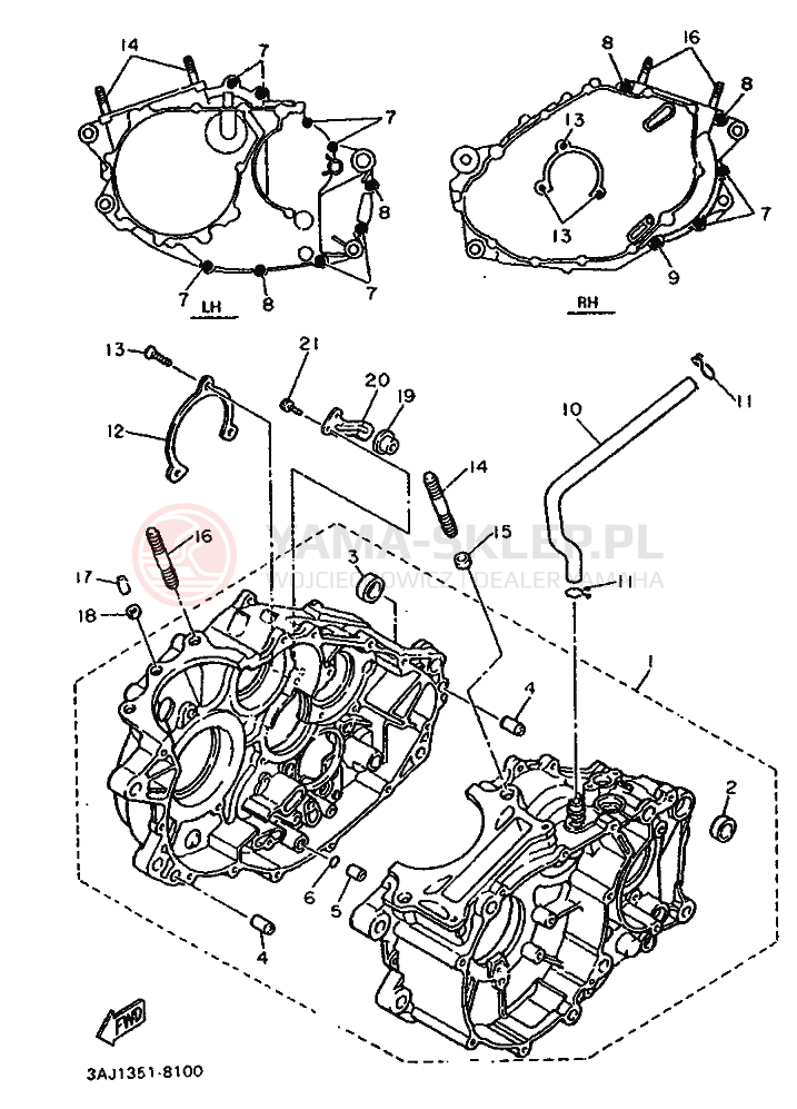 Schemat "Obudowa silnika" do Yamaha XT600Z TENERE