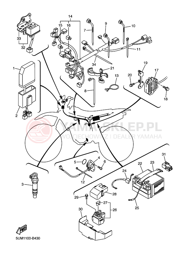Schemat "układ elektryczny" do Yamaha WR250F