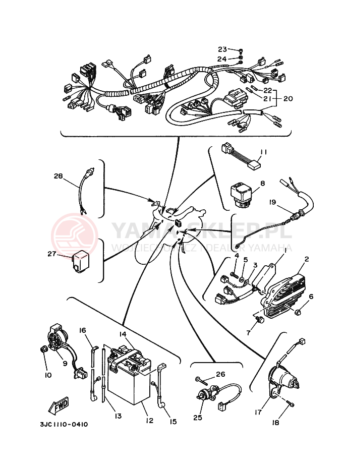 Schemat "układ elektryczny" do Yamaha XV535 VIRAGO