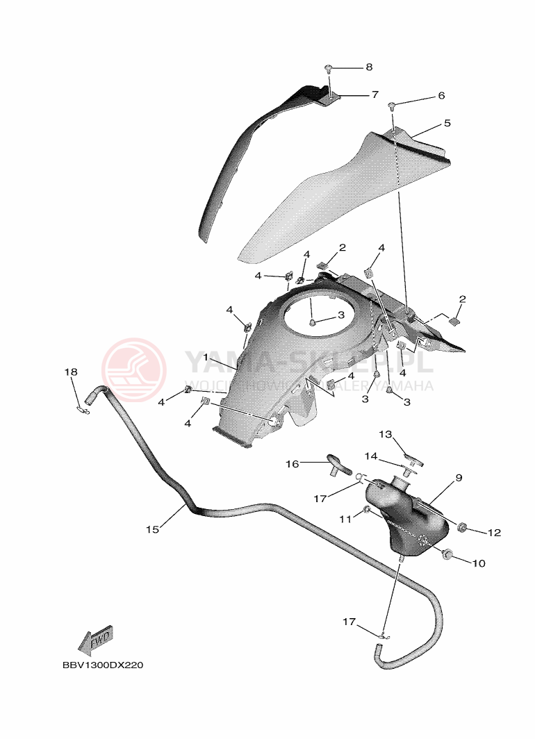 Schemat "Pokrywa boczna" do Yamaha TMAX