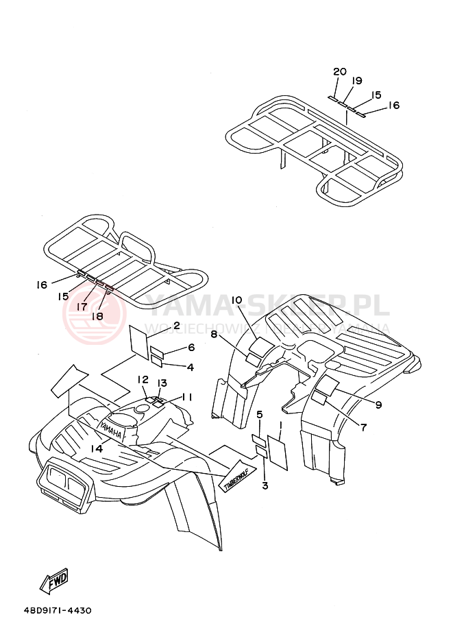 Schemat "naklejki" do Yamaha YFB250