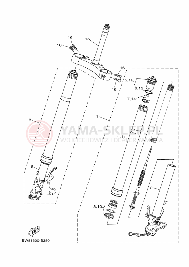 Schemat "Amortyzatory przód" do Yamaha MT-10 SP