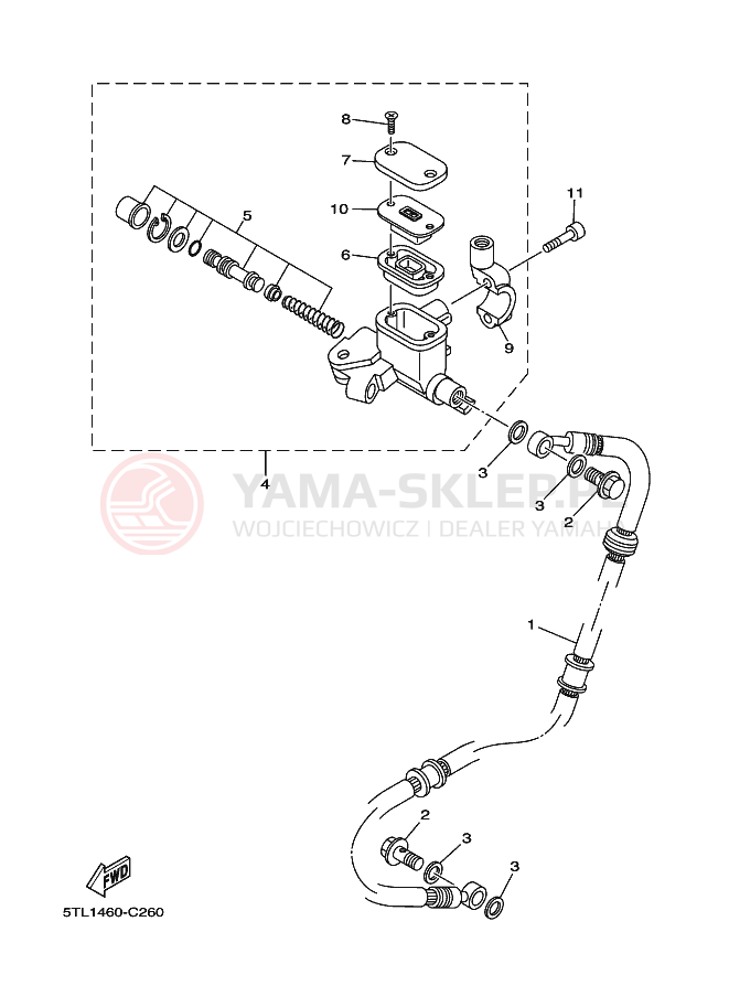 Schemat "Pompa hamulcowa przednia" do Yamaha AL115C MIO